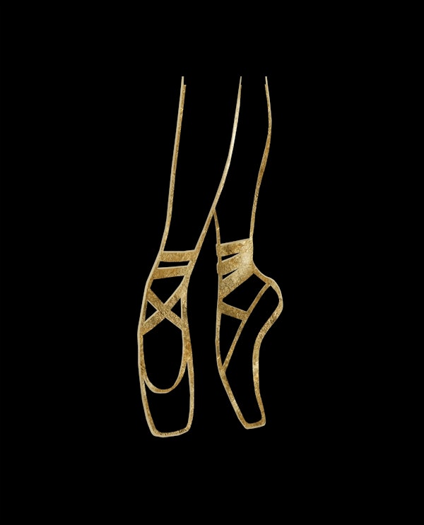 Ballet Dancer Gold on Black 1