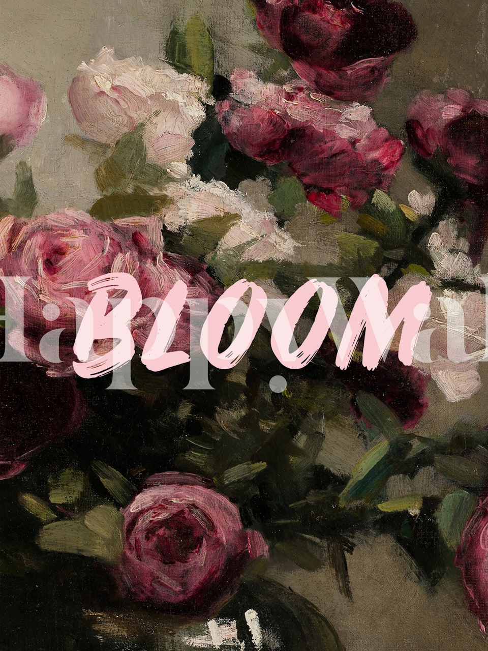 Κομψό Bloom Floral Painting τοιχογραφία με τριαντάφυλλα και πλούσια βλάστηση
