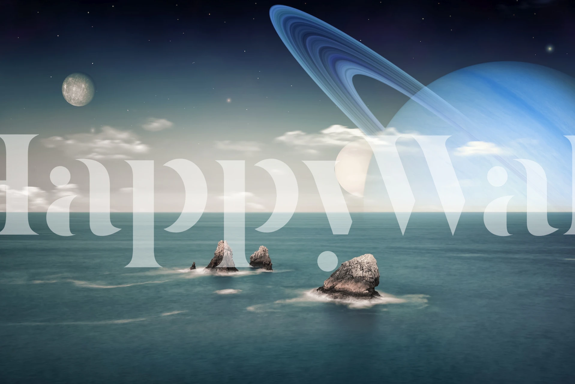 Alien landscape wallpaper in a modern room