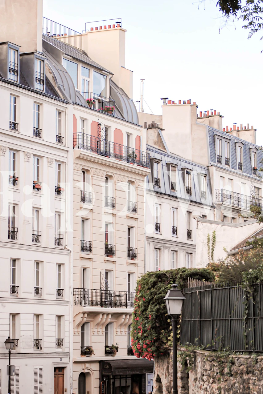 Paris Buildings Montmartre wall mural depicting classic Parisian architecture and street views.