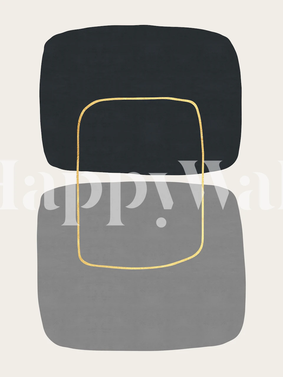 Black and gray abstract shapes with gold outlines wallpaper
