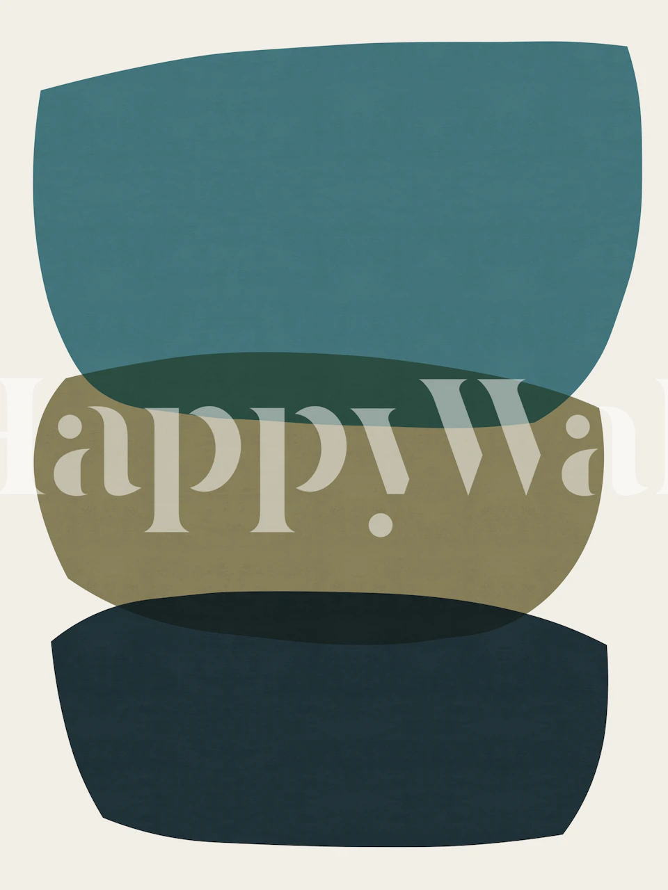 Papier peint moderne aux formes abstraites en bleu sarcelle, olive et bleu marine