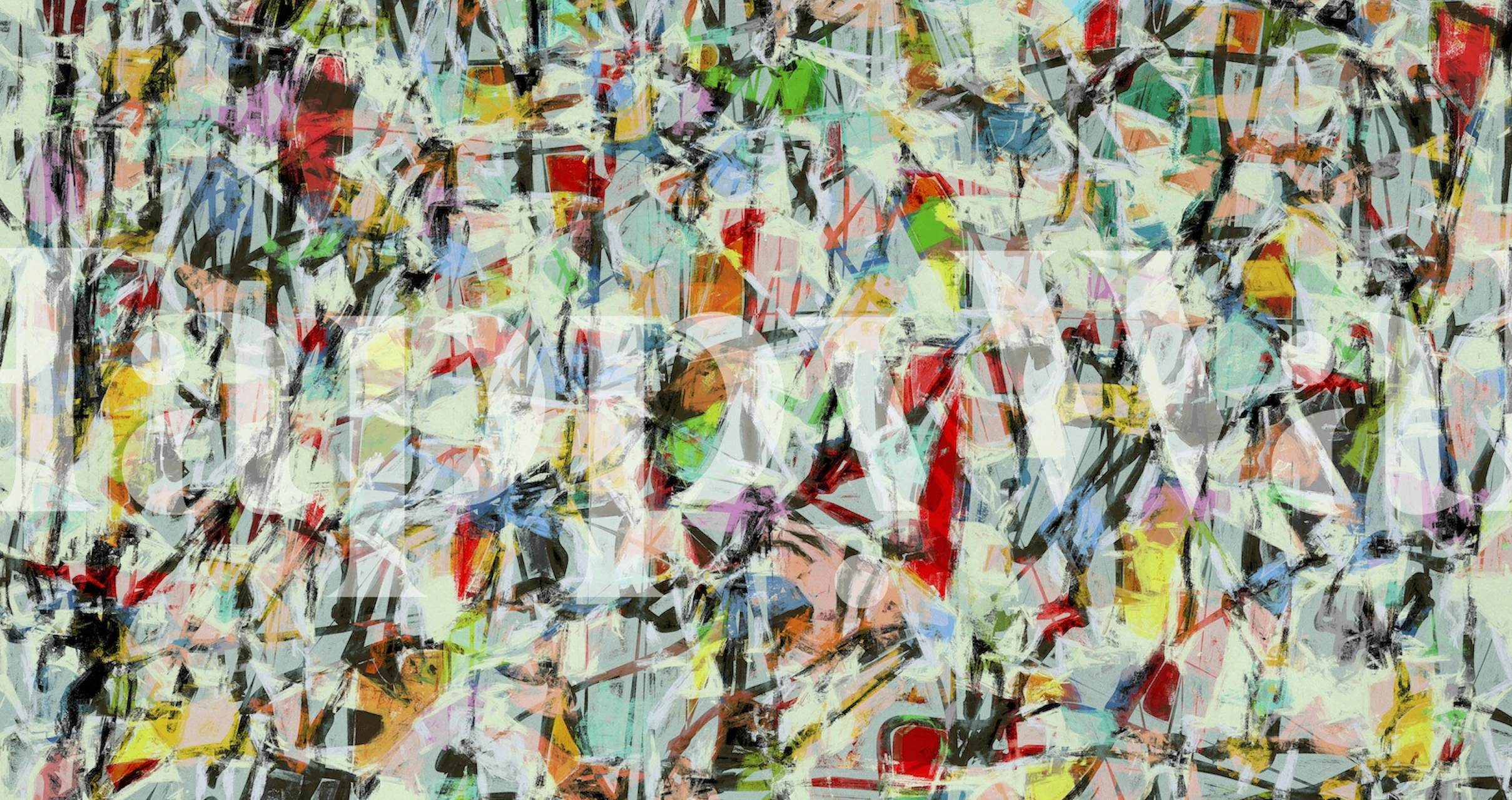 Abstract expressionist style wall mural with splattered paint design