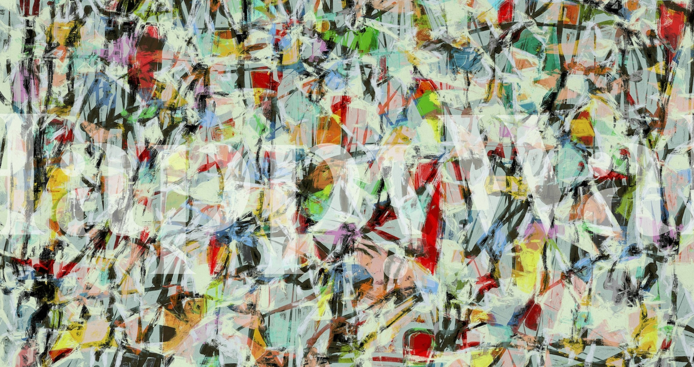 Abstract expressionist style wall mural with splattered paint design