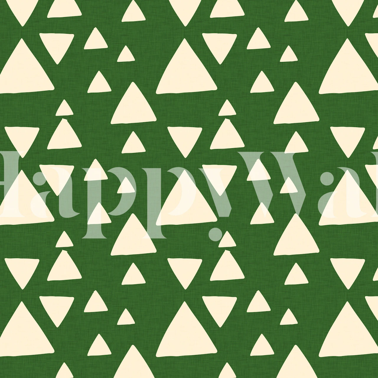 Green triangle patterns on cream background wallpaper