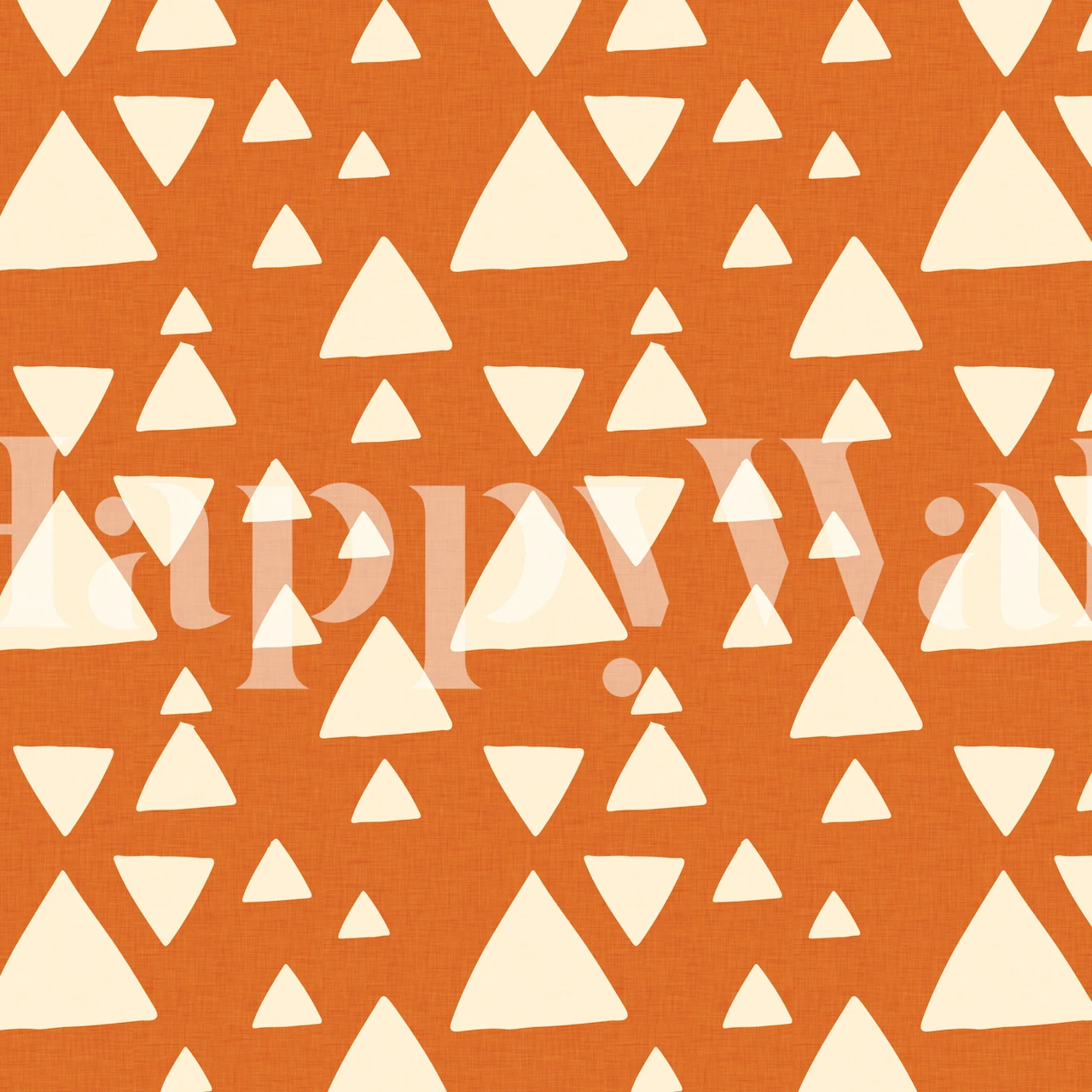 Orange wallpaper with white triangle pattern in room