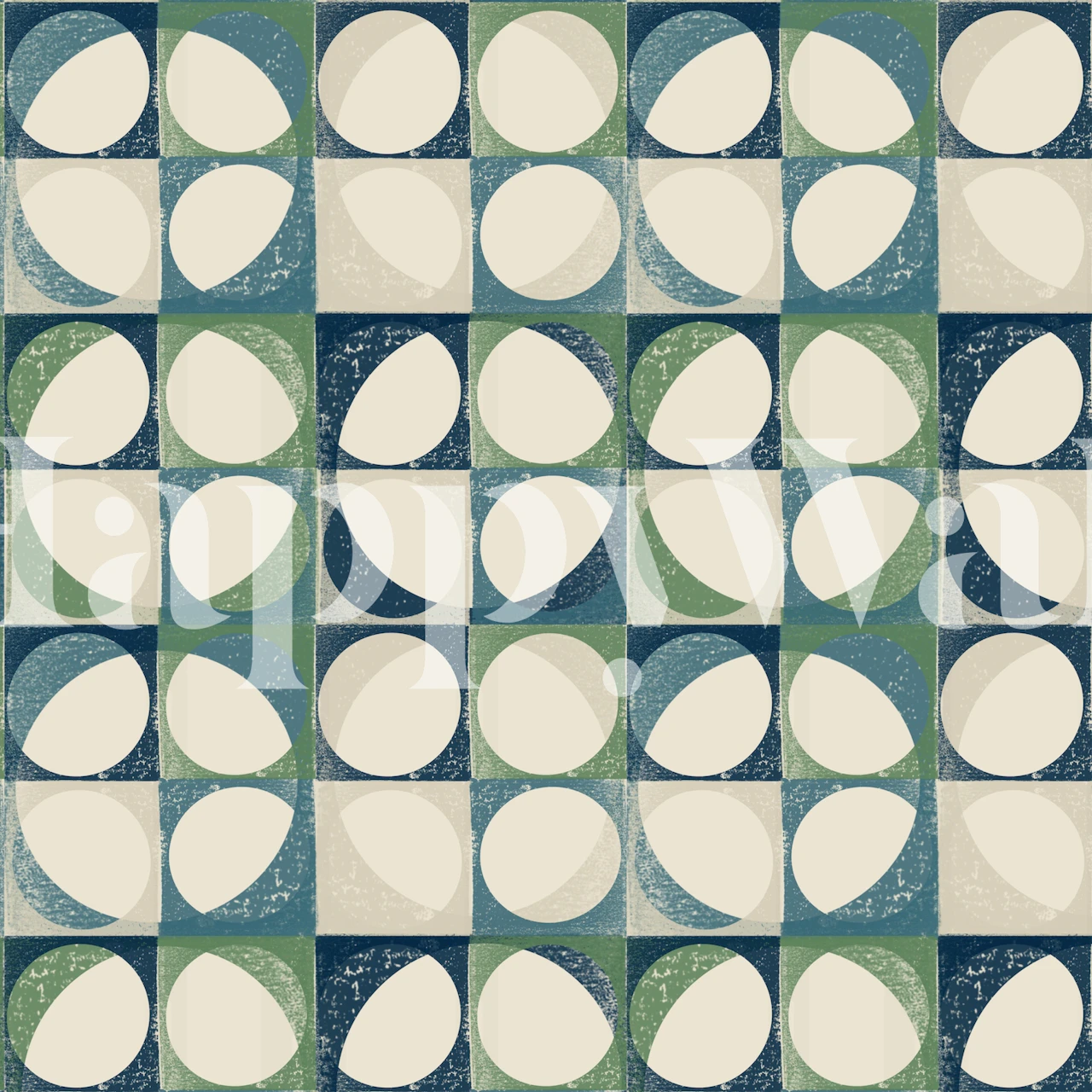 Modern Villa Aqua Green Dots behang in een kamer