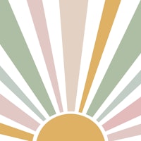 Pink and Green Boho Sun tapete