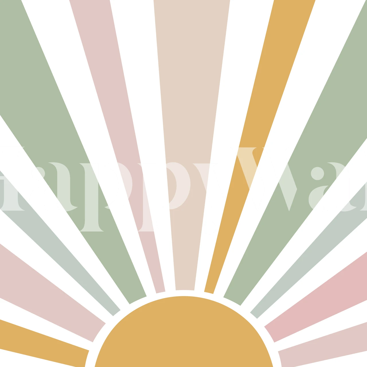 Pink and Green Boho Sun wall mural with a radiant design and whimsical color palette.