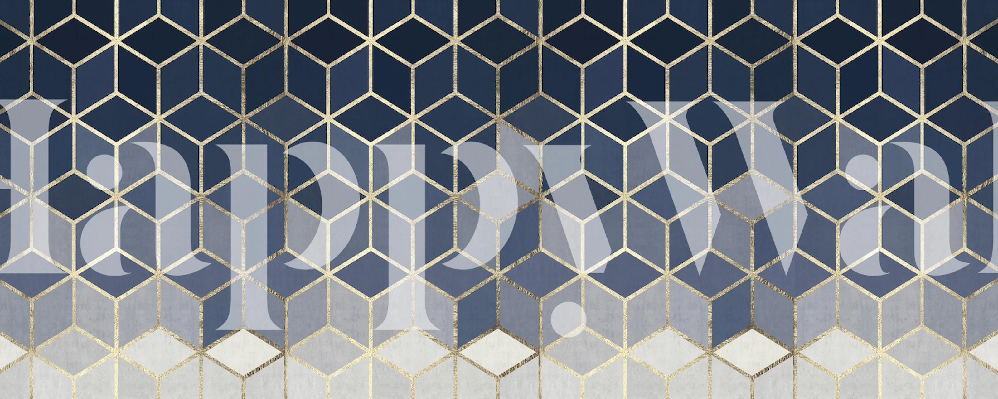 Geometrinen kultainen neliökuvioinen seinämaalaus