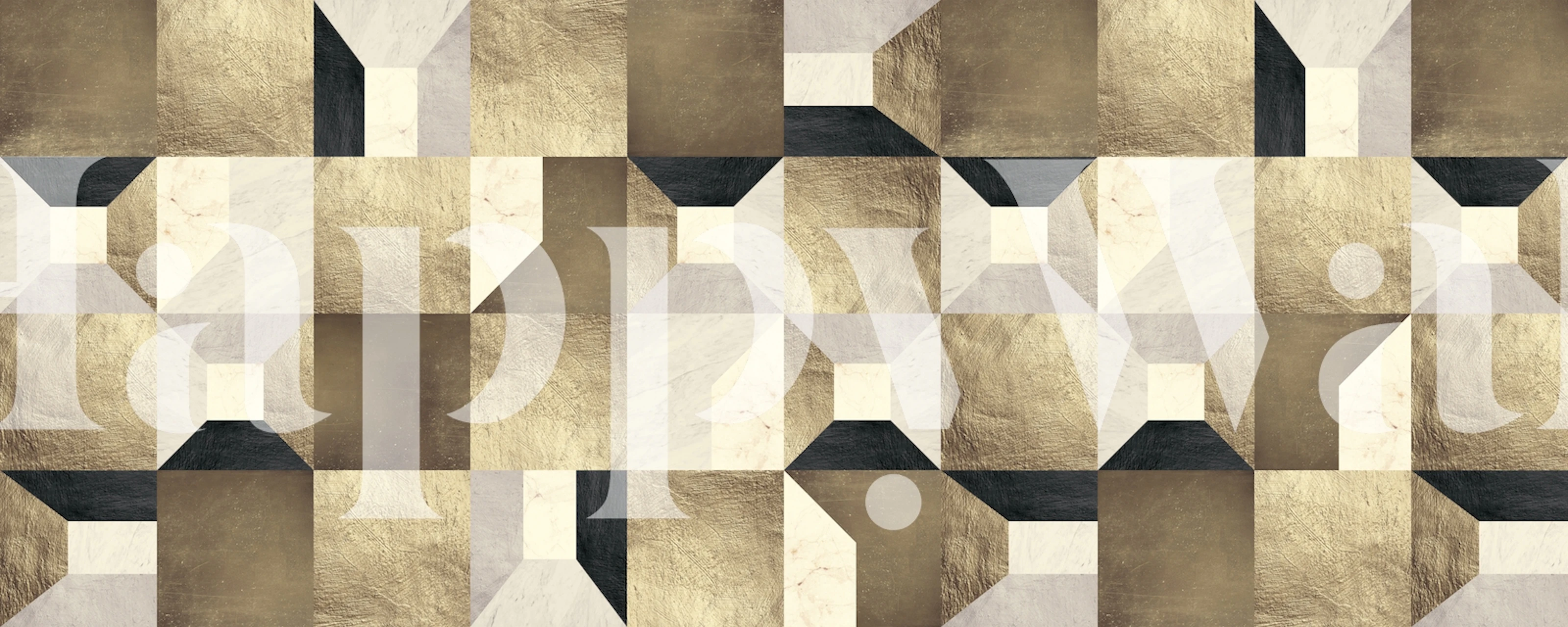 Geometric gold and black wallpaper with a modern design