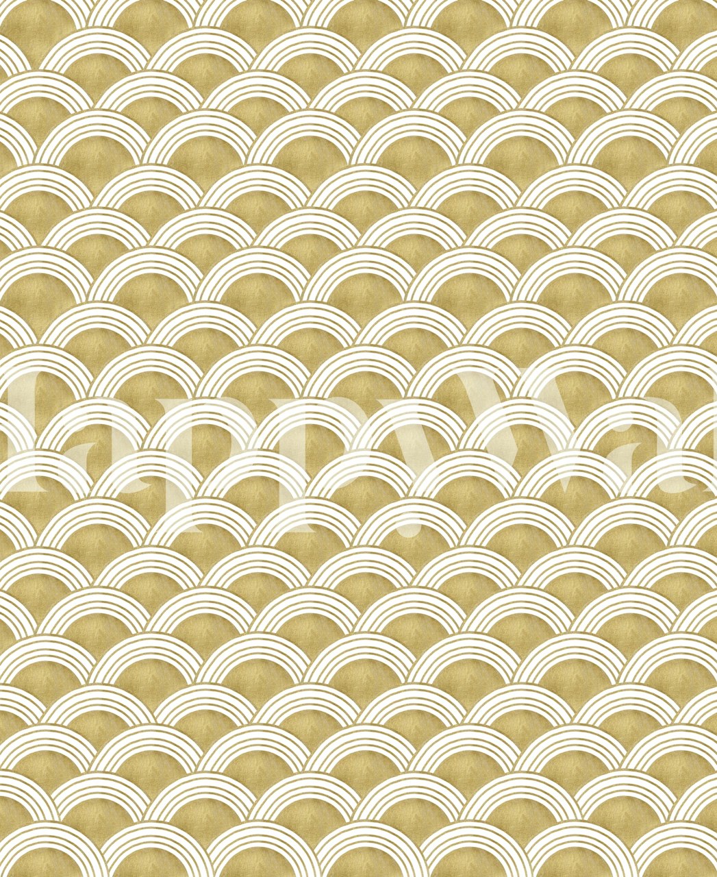 Japanese Wave Gold Glam 1 wall mural with gold waves on white background
