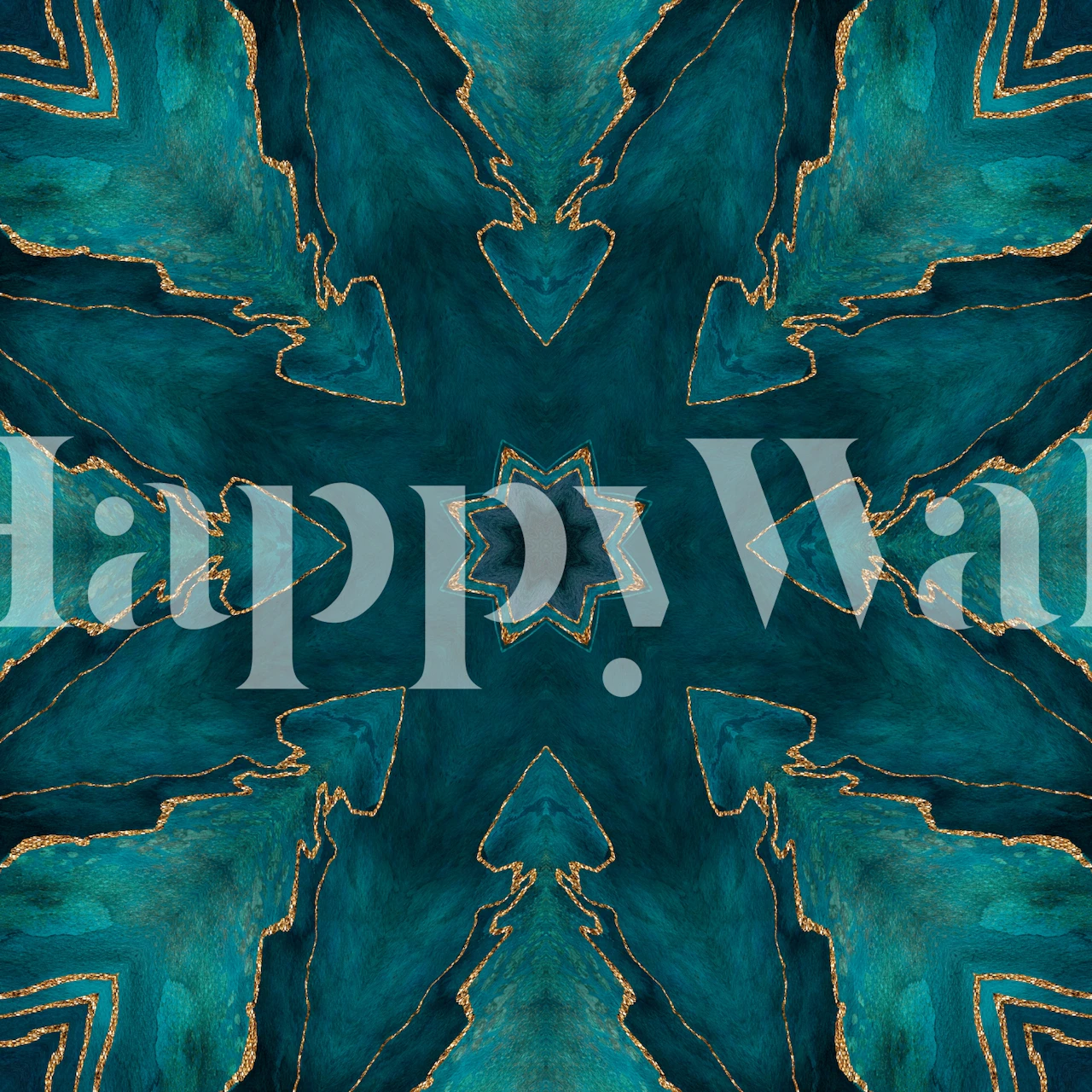 Turquoise and gold marble pattern wallpaper