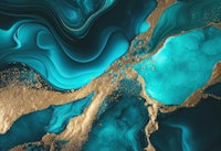 Fancy Faux Marble Teal Gold 2 carta da parati