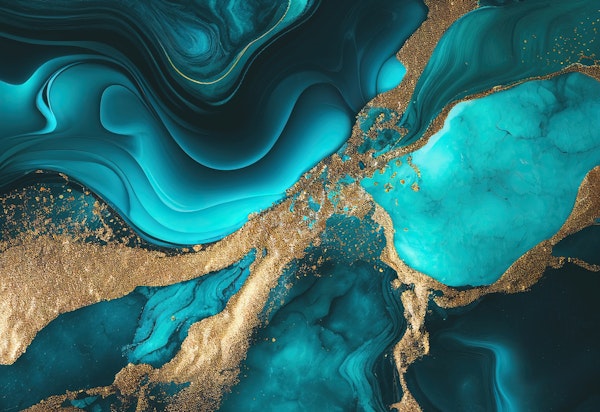 Fancy Faux Marble Teal Gold 2