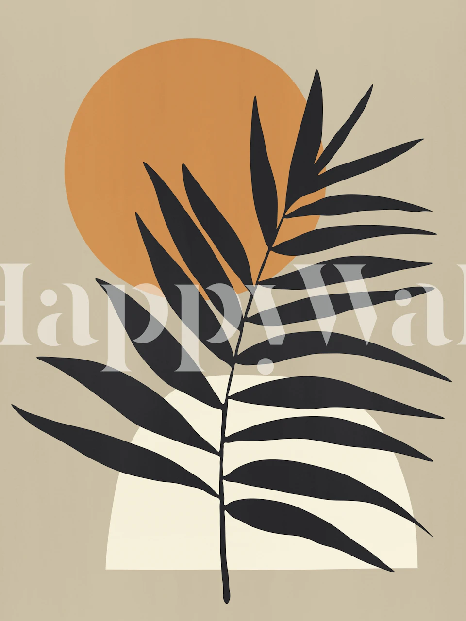 Tropical leaf design with warm sun and neutral colors wallpaper