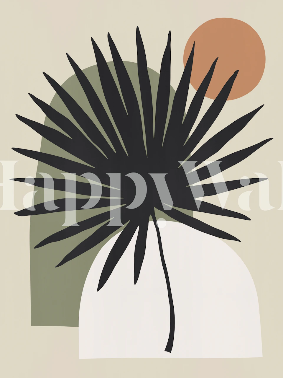 Abstraktní botanická fototapeta se zemitými tóny a moderním designem