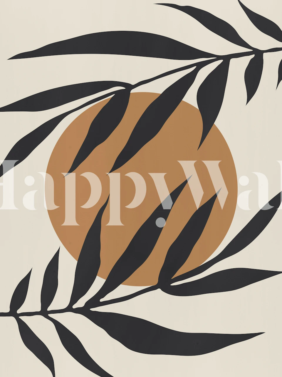 Organic nature tapet med blader og sirkel