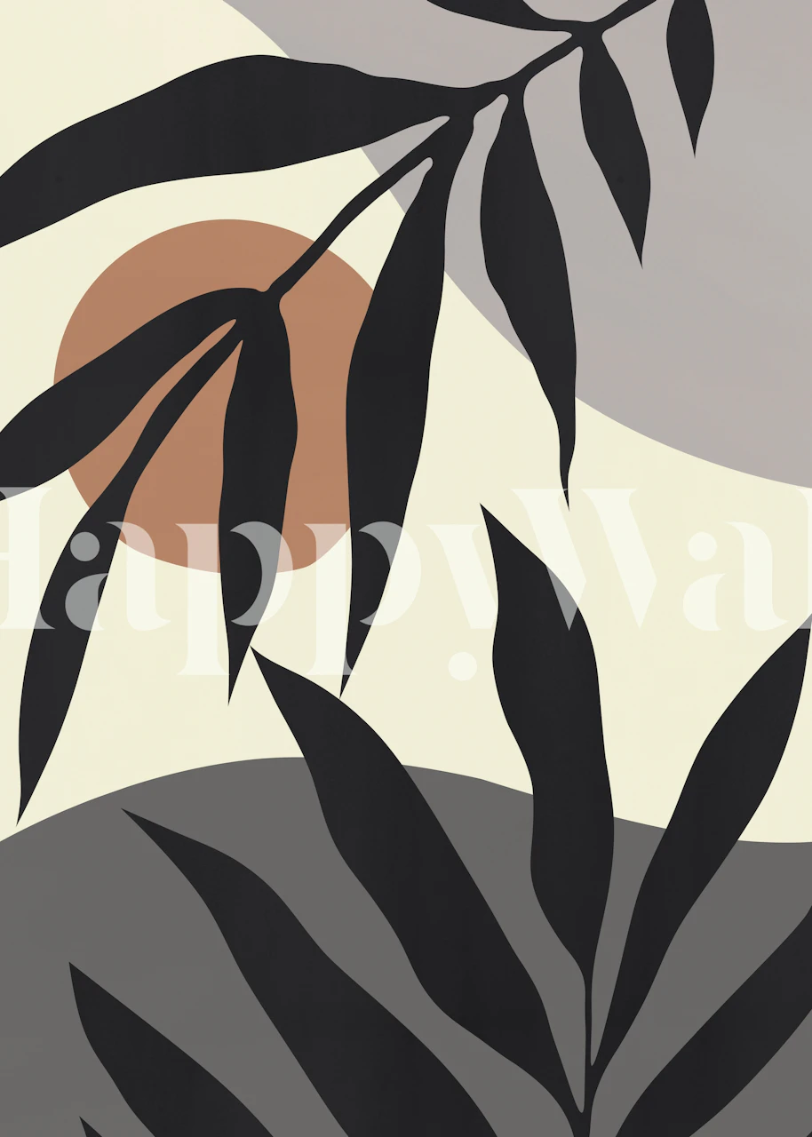 Abstraktní botanická fototapeta Organic Nature 25 se zemitými tóny a moderním designem