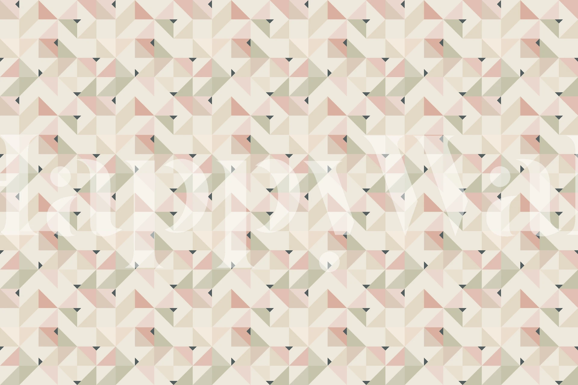 Geometric pattern in pink, green, and cream wallpaper