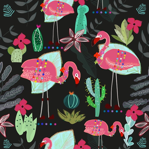 Flamingo and cactus