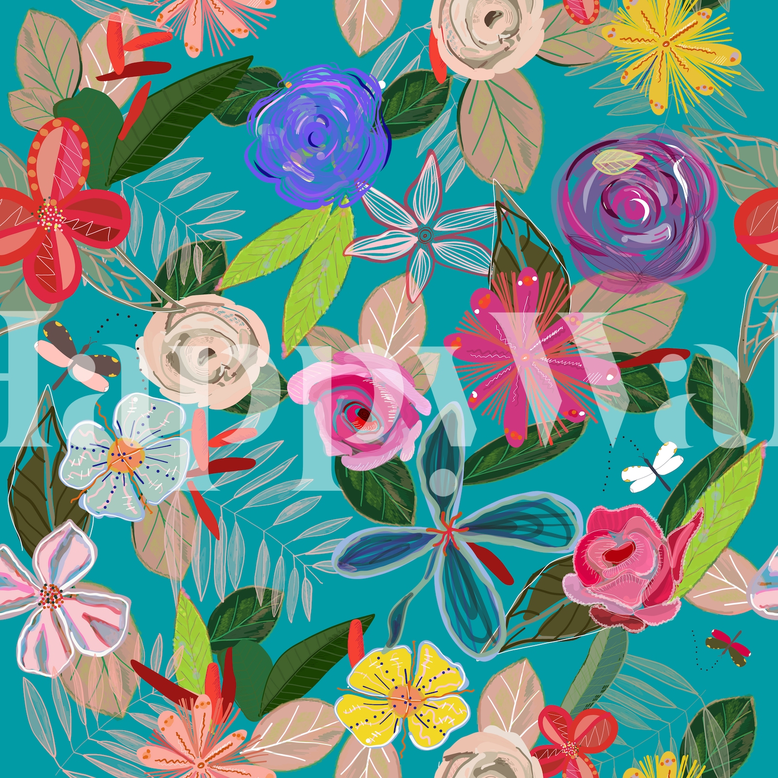 Vivid Colorful Botanical Wallpaper Happywall