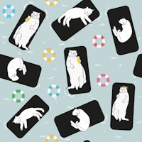 Funny cats sunbathing carta da parati