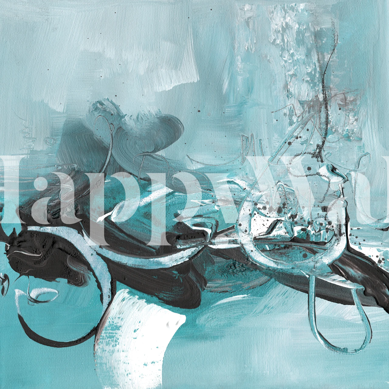 Abstract art wallpaper in a modern room