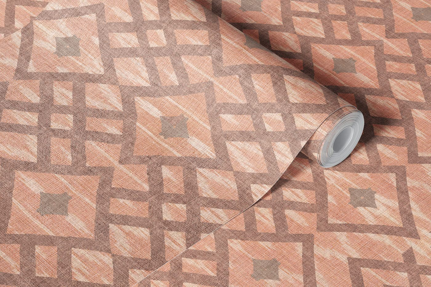 Boho Ikat Geo terracotta wallpaper roll