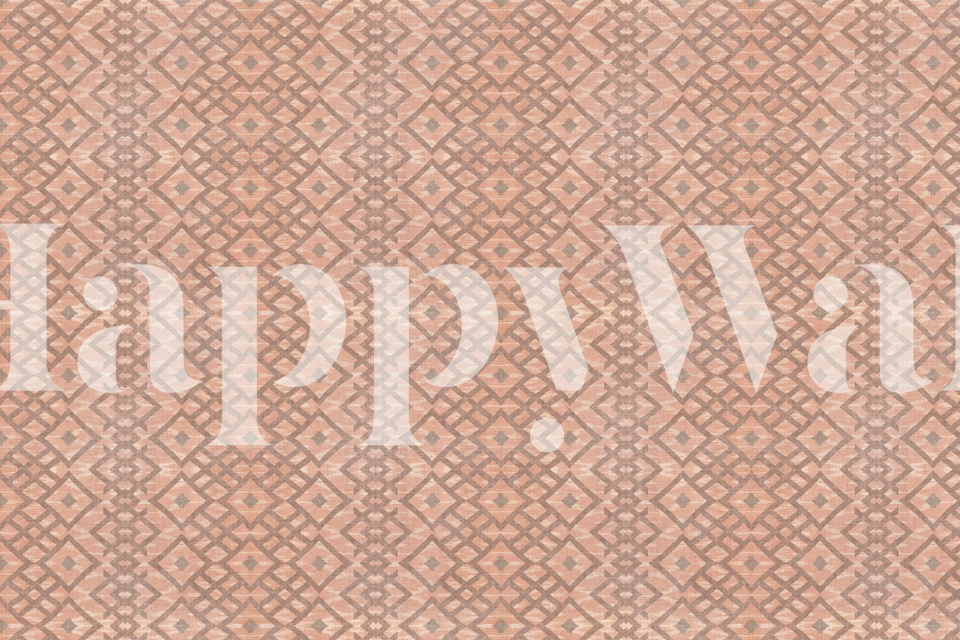 Terracotta and beige geometric ikat pattern wallpaper