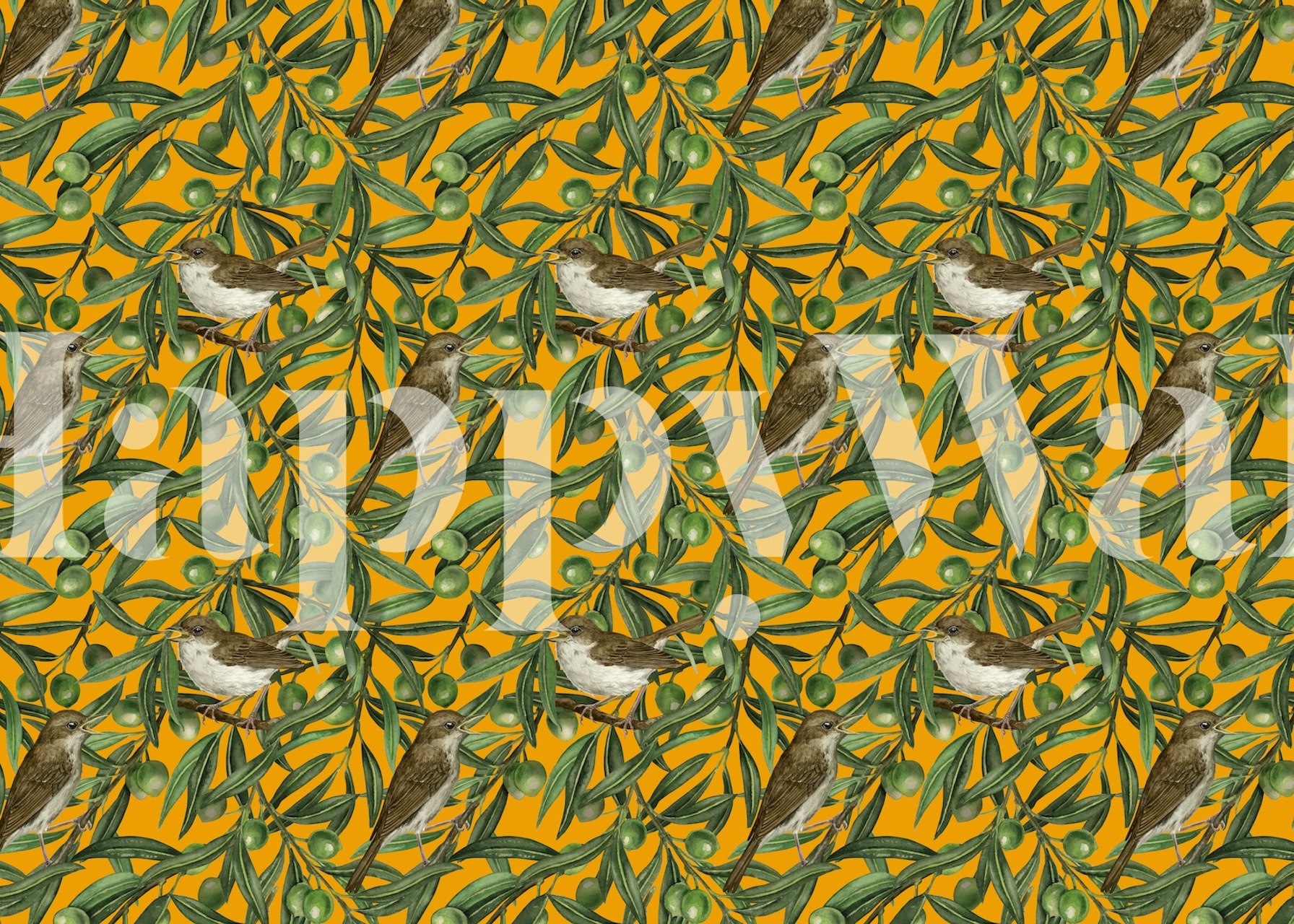Birds in the olive tree design de papier peint