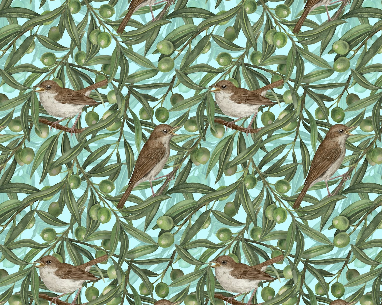 Birds in the Olive Tree 4 Wallpaper Buy Online from Happywall