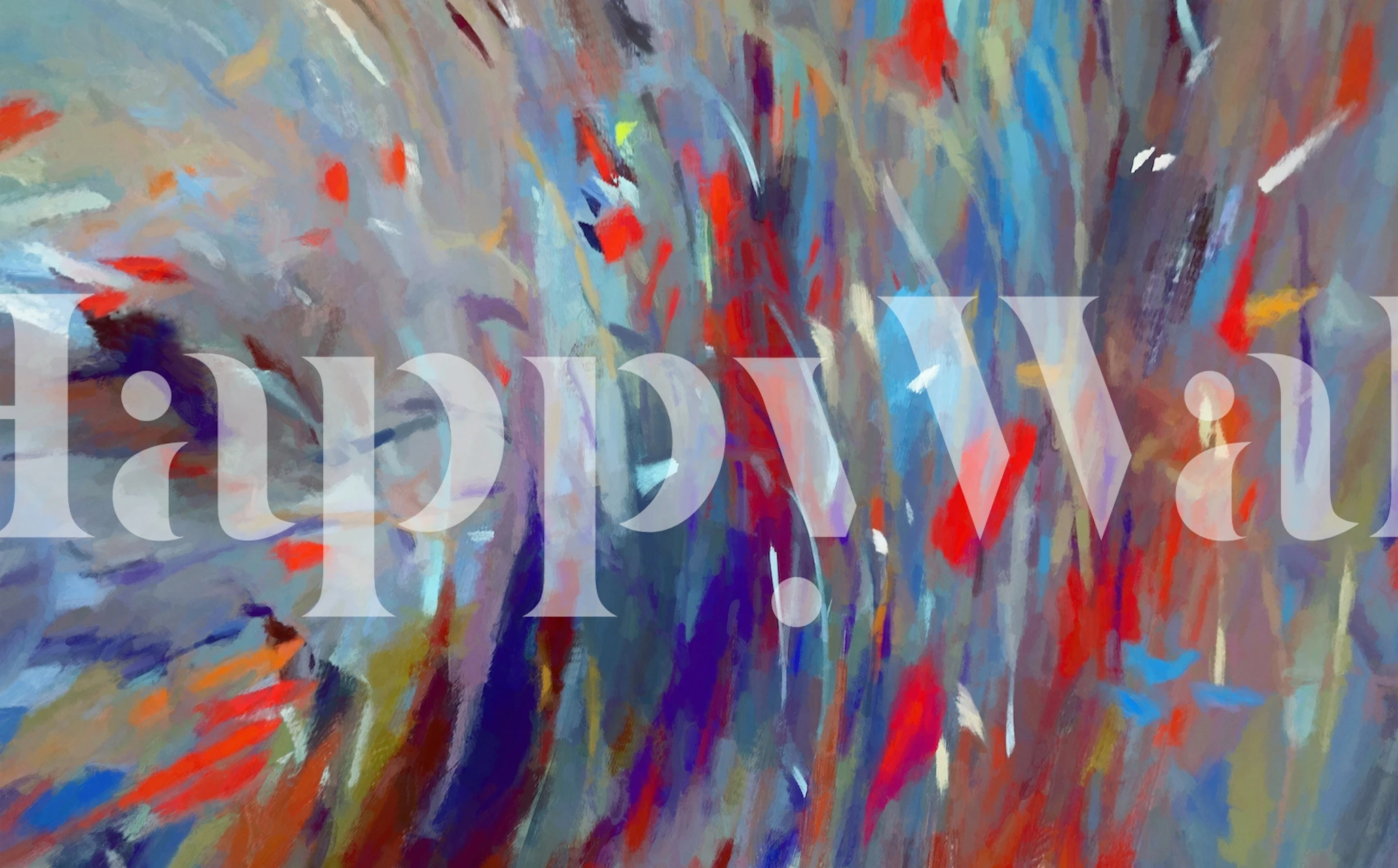 Colorful Random Brushstrokes wallpaper in a room