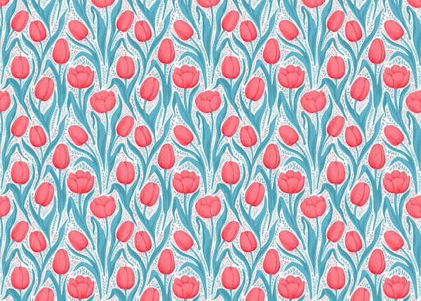 Tulips in blue and red