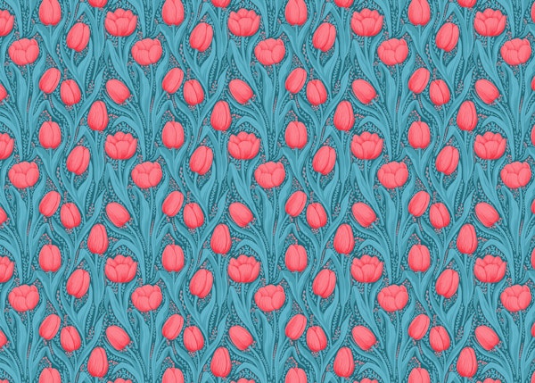 Tulips in blue and red 2