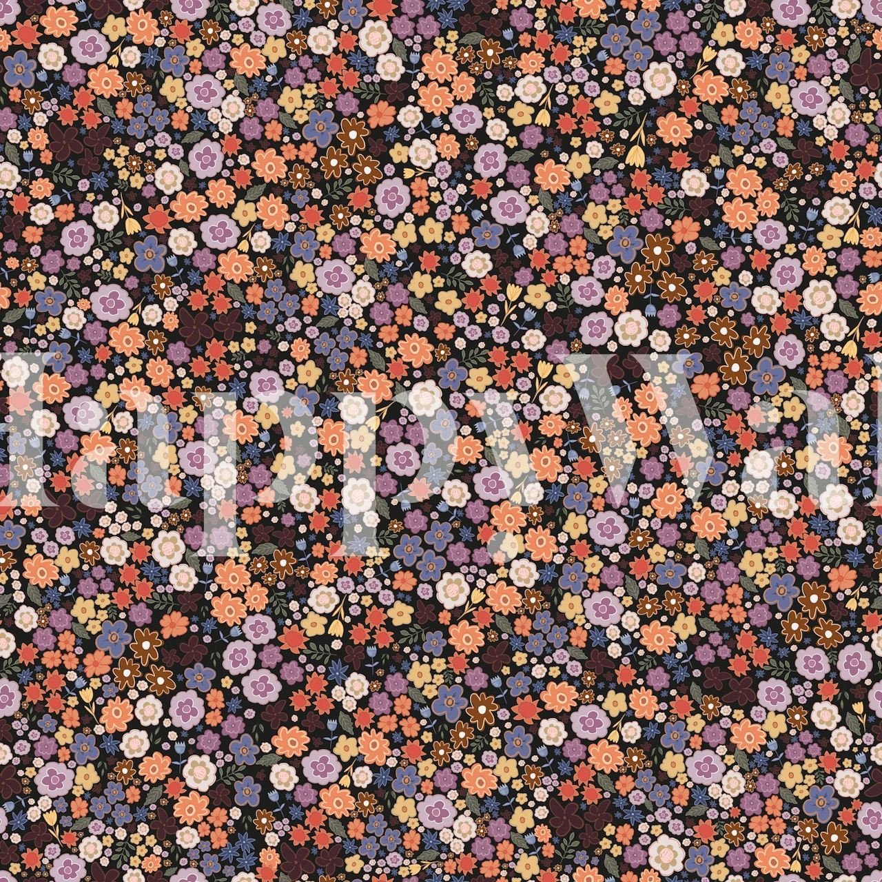 Ditsy floral tapetdesign i et rom