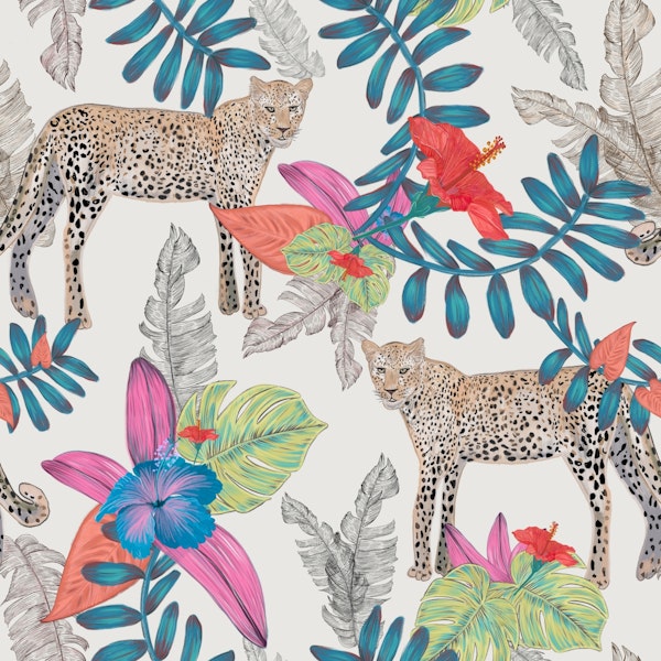 Hand drawn leopard colorful