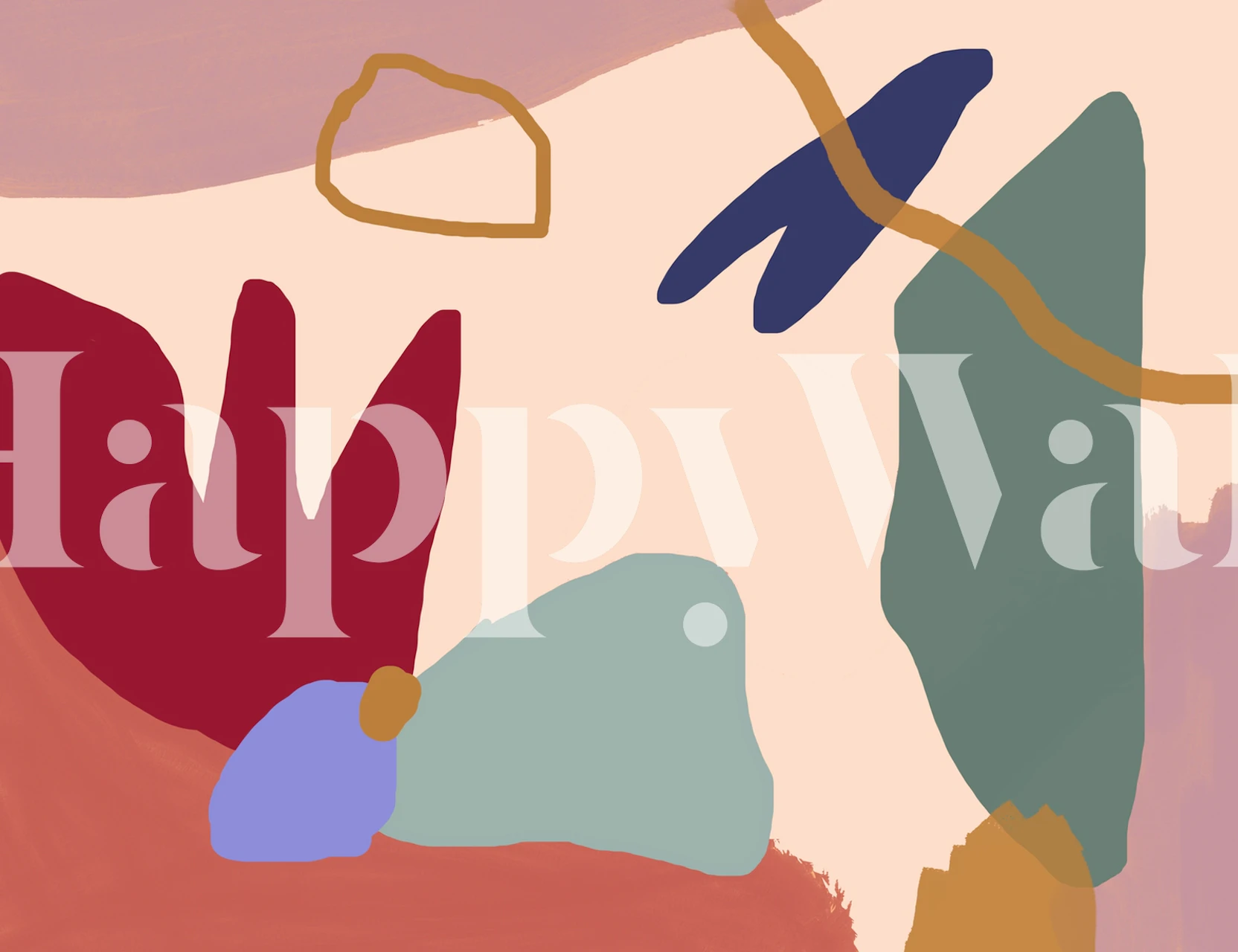 Kleurrijk abstract behangontwerp in een kamer