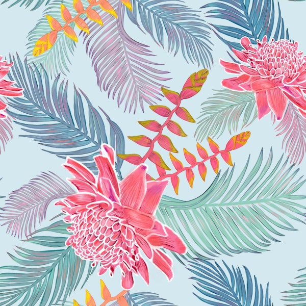 Ginger flower and palm