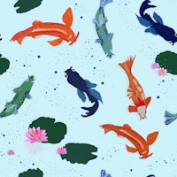 Koi fishes sea creatures blue papiers peint
