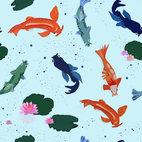 Koi fishes sea creatures blue
