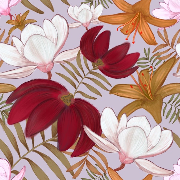 Oil paint tropical flowers