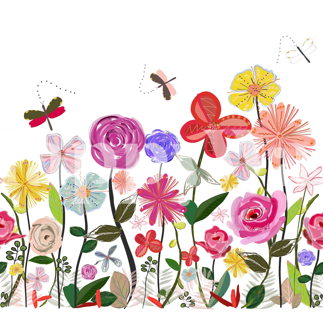 Papel de parede Spring meadow flowers em um quarto