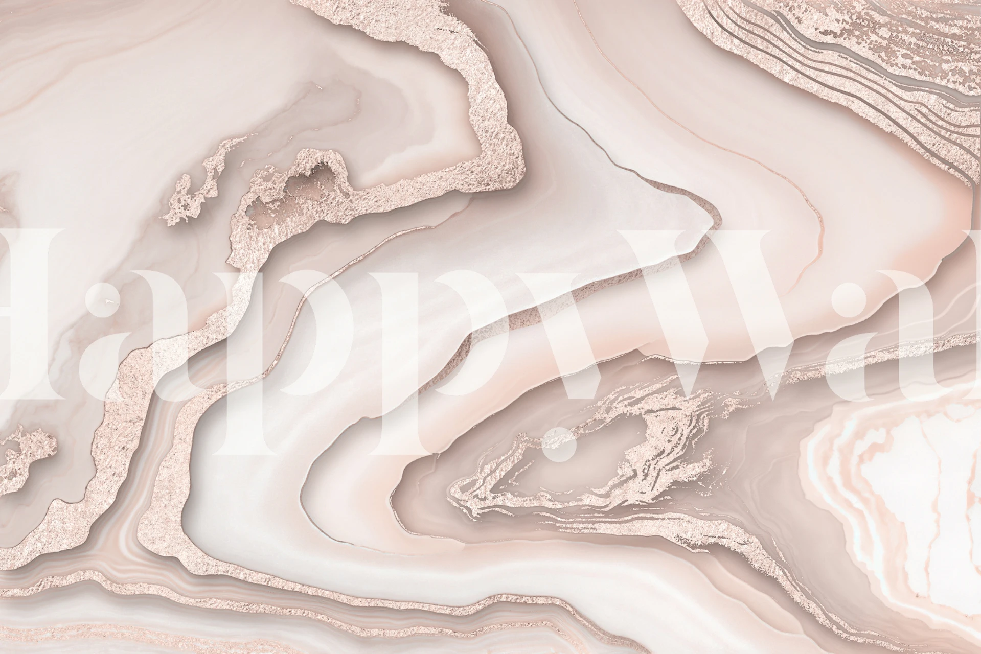 Tyylikäs ruusukulta-valkoinen marmorikuvioinen seinämaalaus