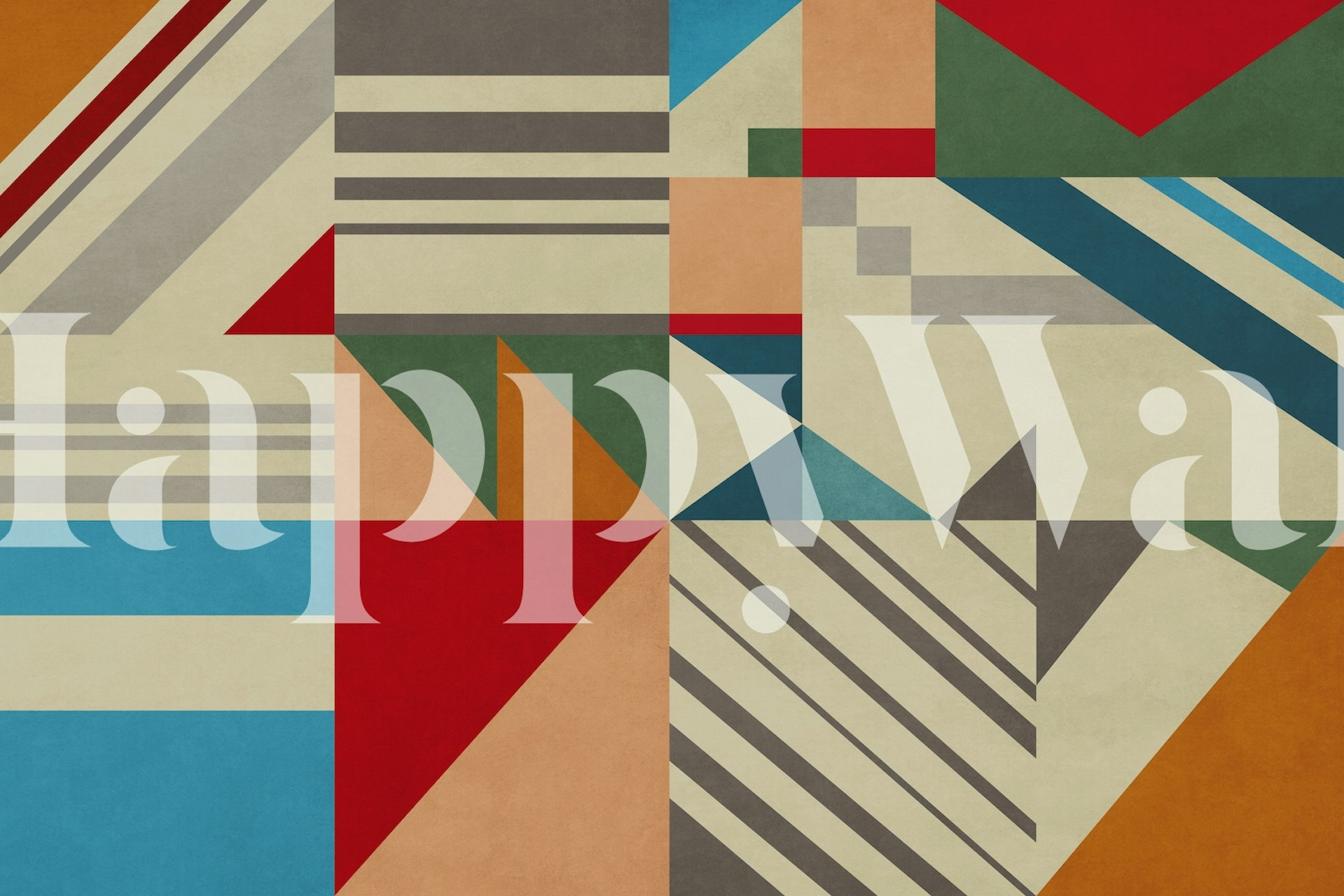 Kleurvolle geometrische behang in een kamer