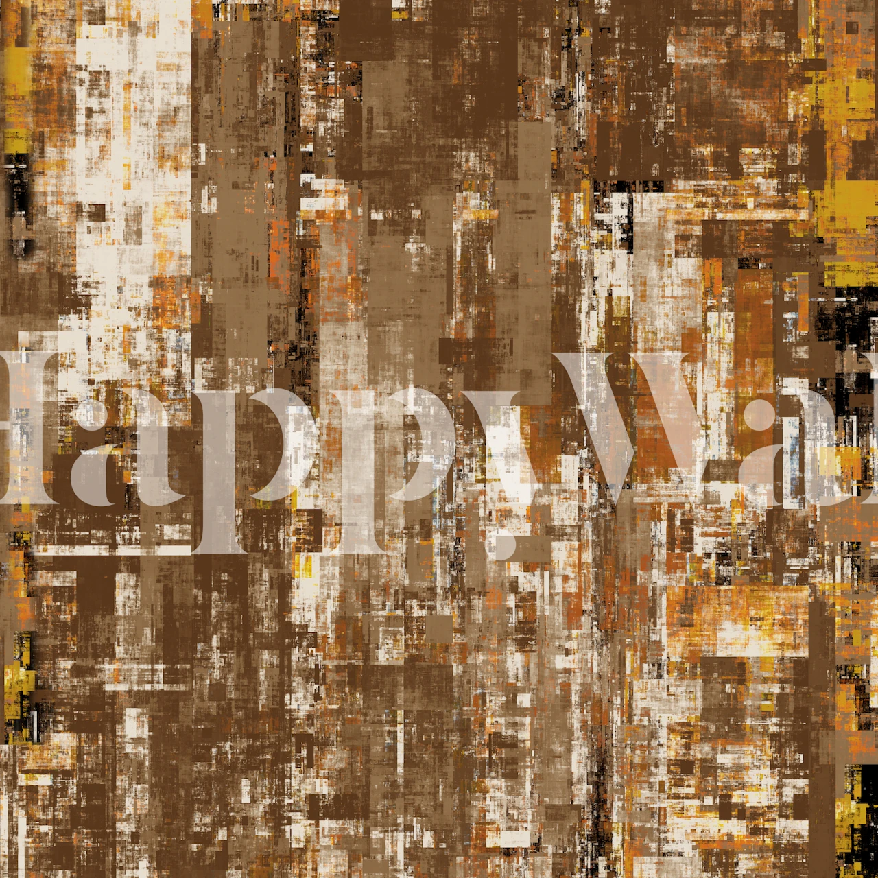 Abstract geometric shapes in brown, yellow, and white wallpaper