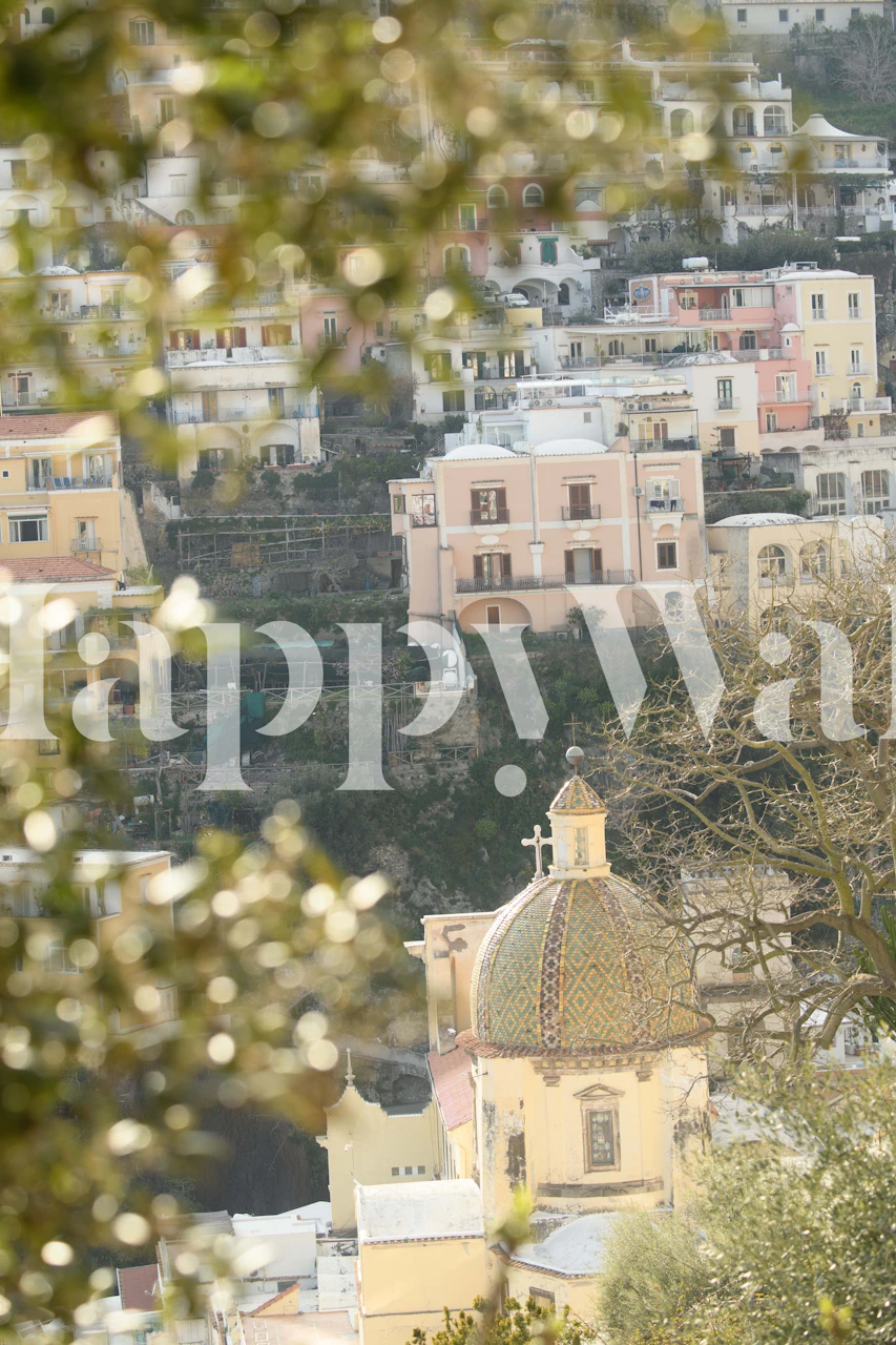 Positano Dome with coastal houses wall mural