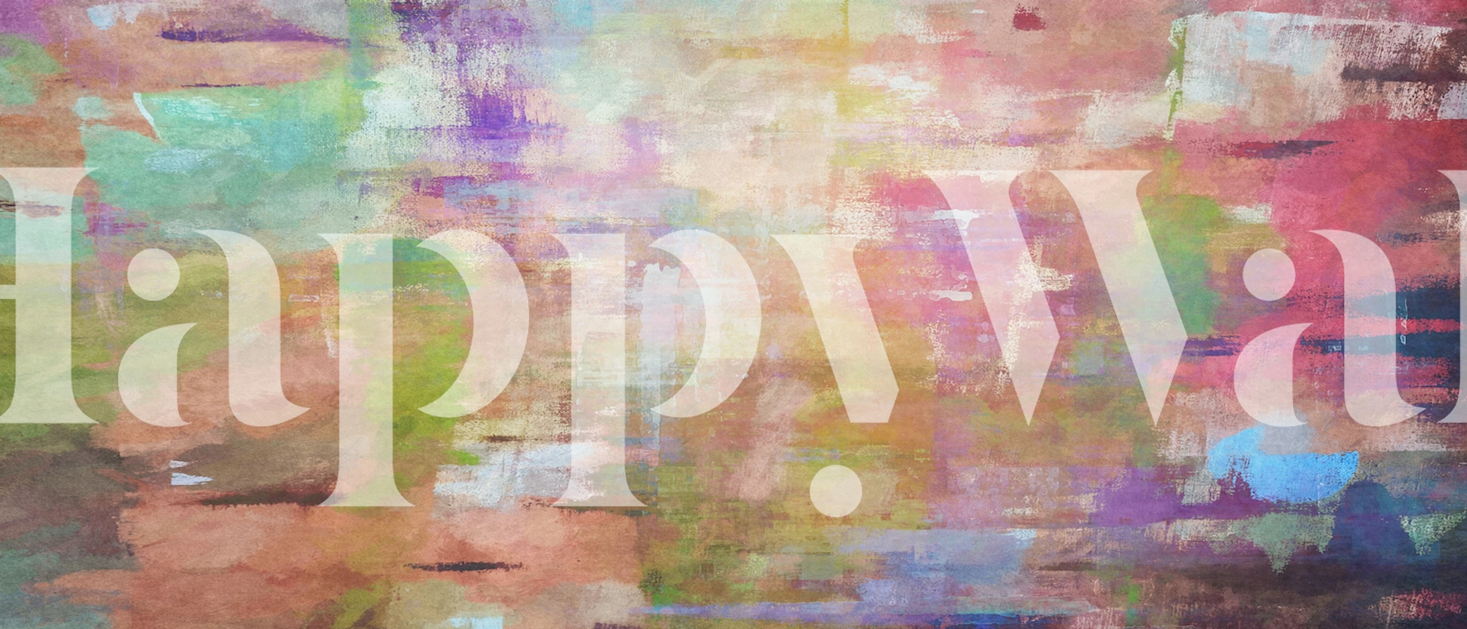 Abstract panoramic wall mural with expressive color strokes