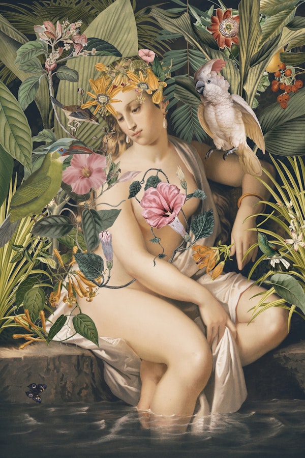 Vintage Bathing Lady Portrait