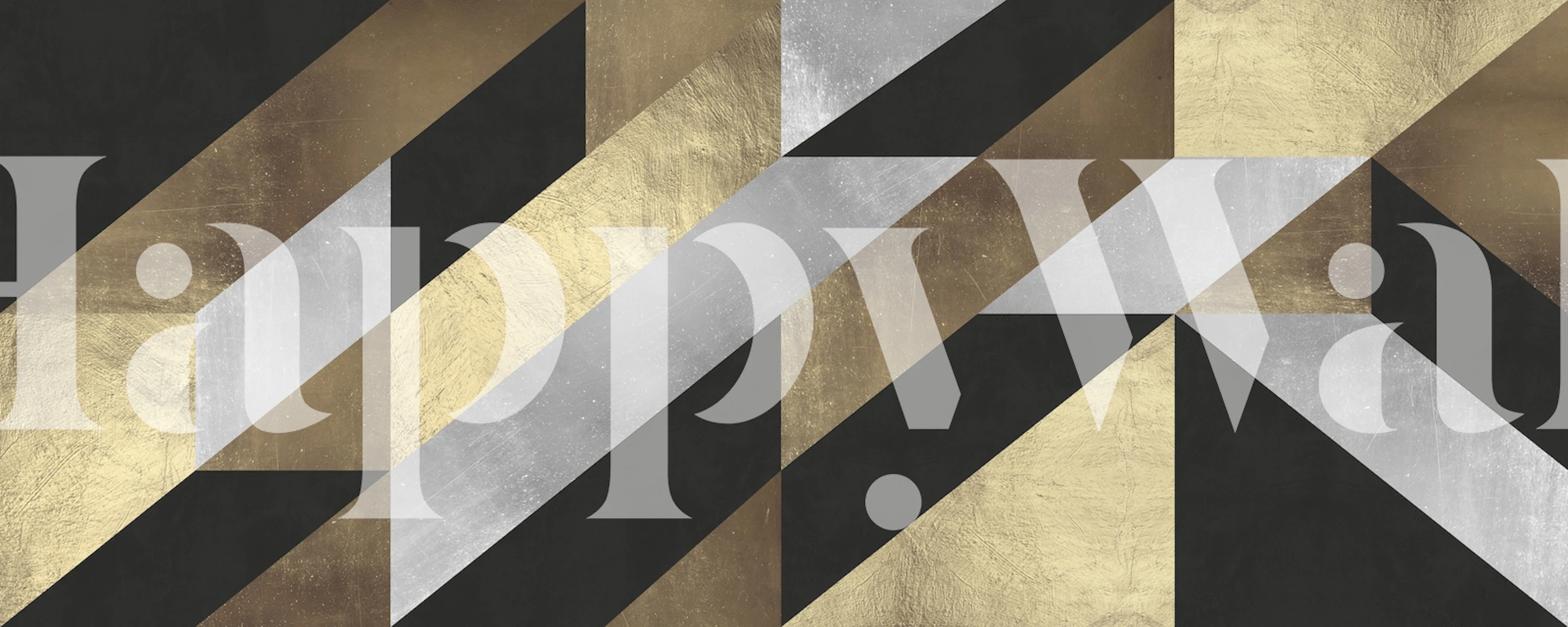 Geometric gold, silver, and black design wallpaper